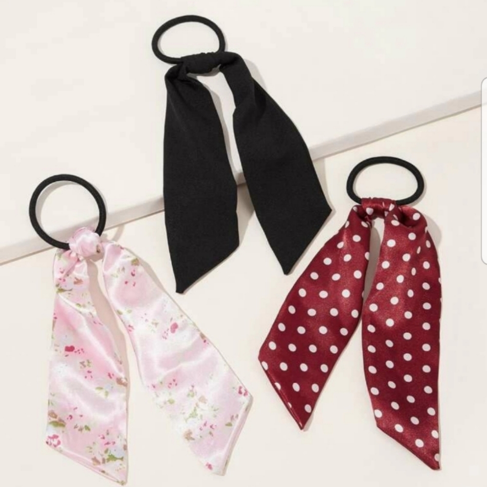3 Pcs Hair Tie /Scrunchie Scarf Bundle